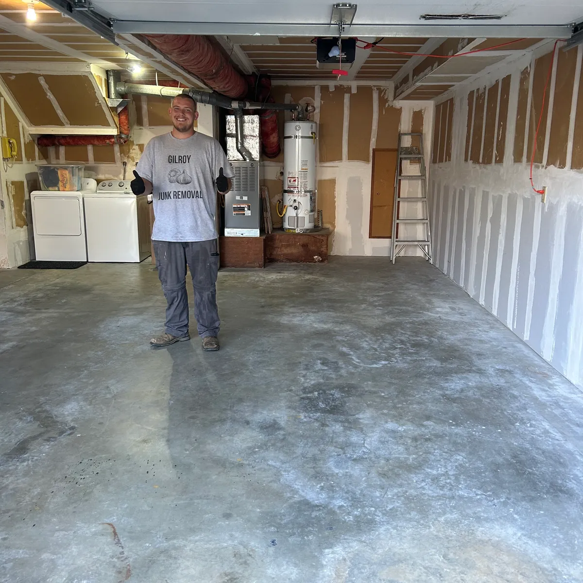 Same Gilroy garage emptied and swept clean after junk removal
