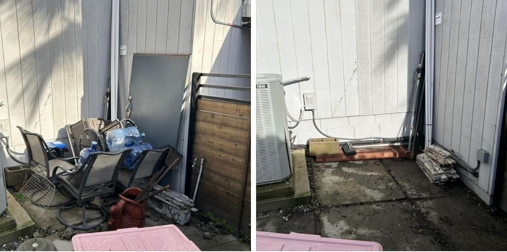 Before and after side yard cleanout